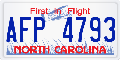NC license plate AFP4793