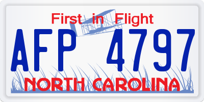 NC license plate AFP4797