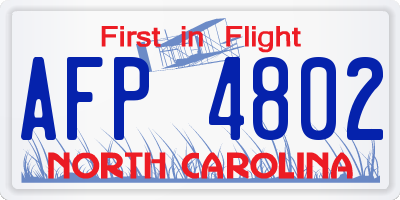 NC license plate AFP4802
