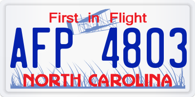 NC license plate AFP4803