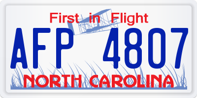NC license plate AFP4807