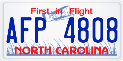 NC license plate AFP4808