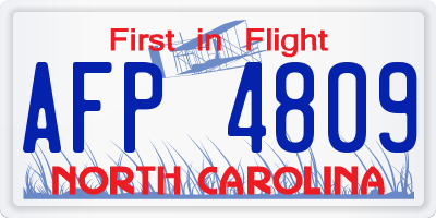 NC license plate AFP4809