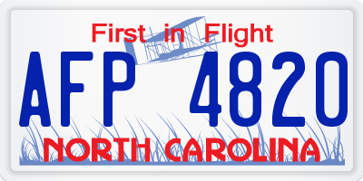 NC license plate AFP4820
