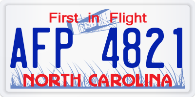 NC license plate AFP4821