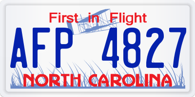 NC license plate AFP4827