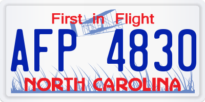 NC license plate AFP4830