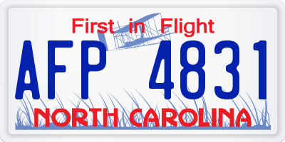 NC license plate AFP4831