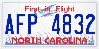 NC license plate AFP4832