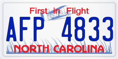 NC license plate AFP4833