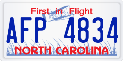 NC license plate AFP4834