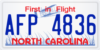 NC license plate AFP4836