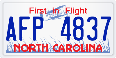 NC license plate AFP4837