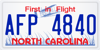 NC license plate AFP4840