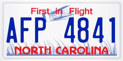 NC license plate AFP4841