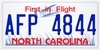 NC license plate AFP4844