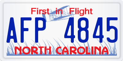 NC license plate AFP4845