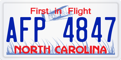 NC license plate AFP4847