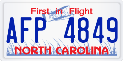 NC license plate AFP4849
