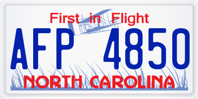 NC license plate AFP4850