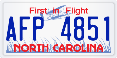 NC license plate AFP4851