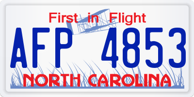 NC license plate AFP4853