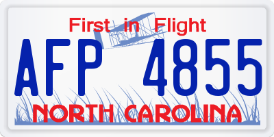 NC license plate AFP4855