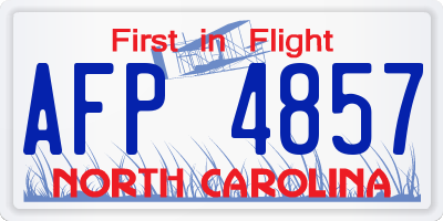 NC license plate AFP4857