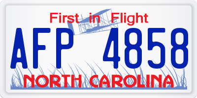 NC license plate AFP4858