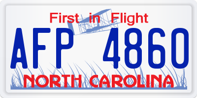 NC license plate AFP4860