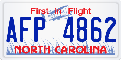 NC license plate AFP4862