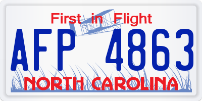 NC license plate AFP4863