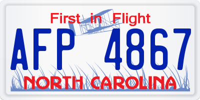 NC license plate AFP4867