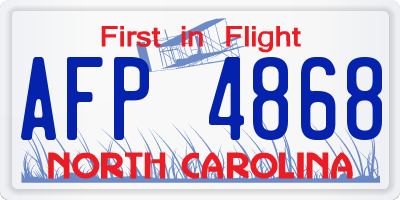NC license plate AFP4868