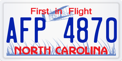 NC license plate AFP4870
