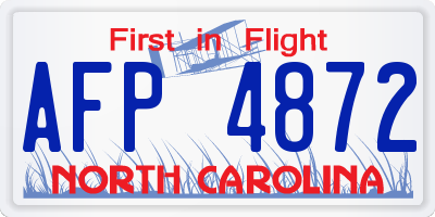 NC license plate AFP4872