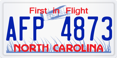 NC license plate AFP4873