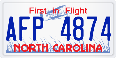 NC license plate AFP4874