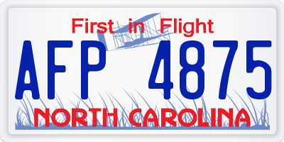 NC license plate AFP4875