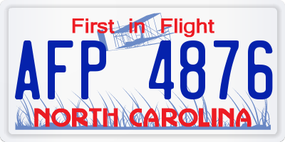 NC license plate AFP4876