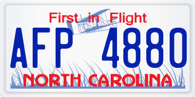 NC license plate AFP4880
