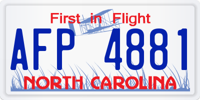 NC license plate AFP4881