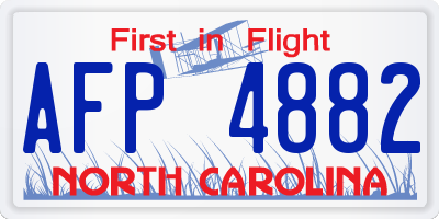 NC license plate AFP4882