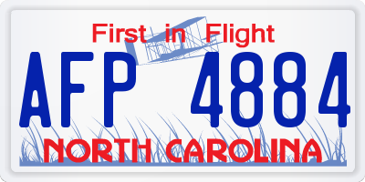 NC license plate AFP4884