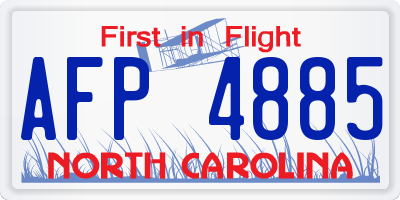 NC license plate AFP4885