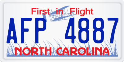 NC license plate AFP4887