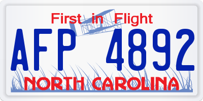 NC license plate AFP4892