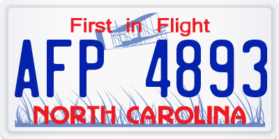 NC license plate AFP4893