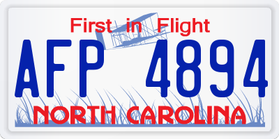 NC license plate AFP4894