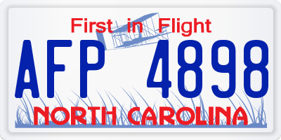 NC license plate AFP4898
